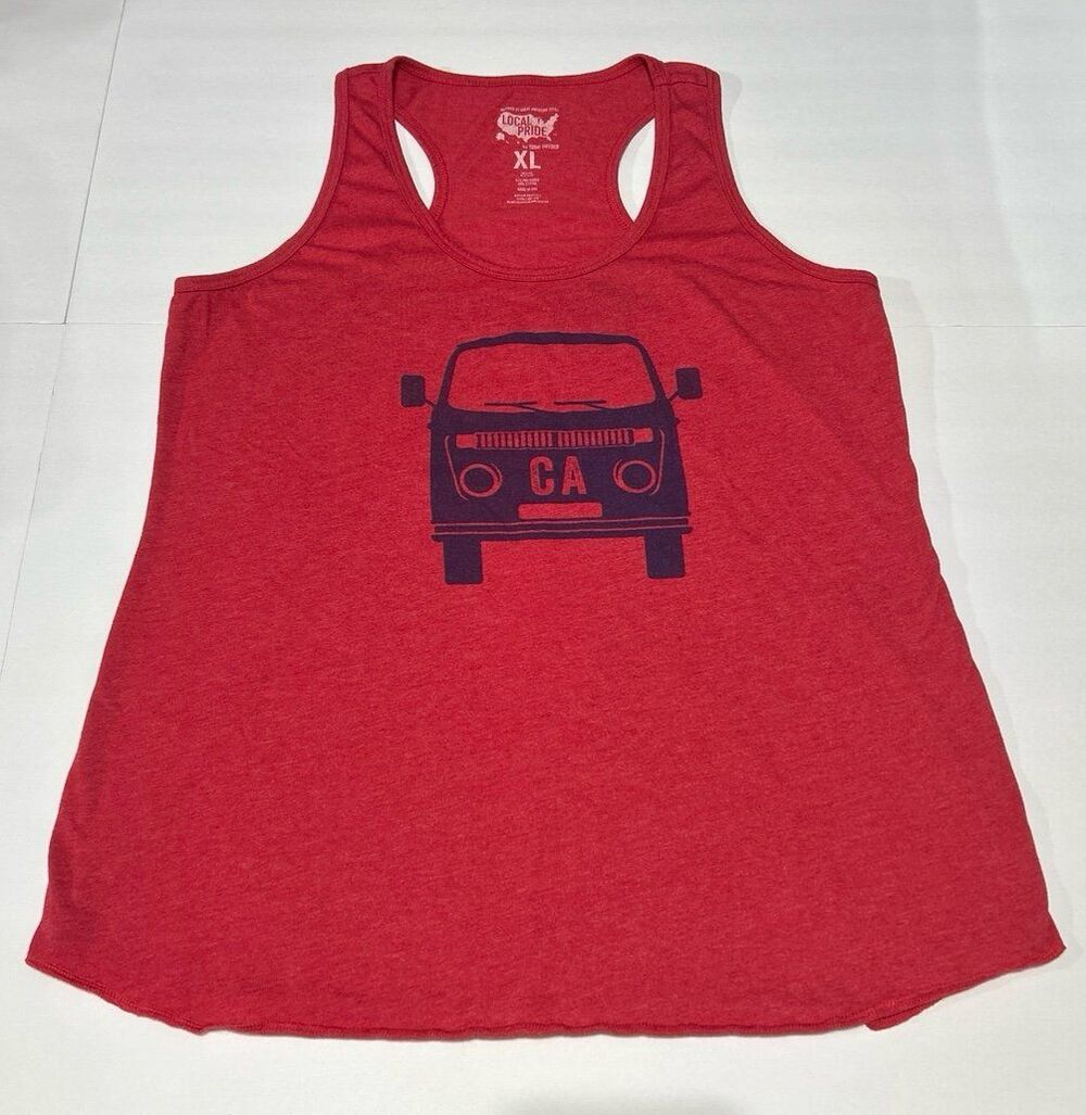 Local Pride by Todd Snyder Women's XL Red Jeep CA Graphic Racerback Tank Top